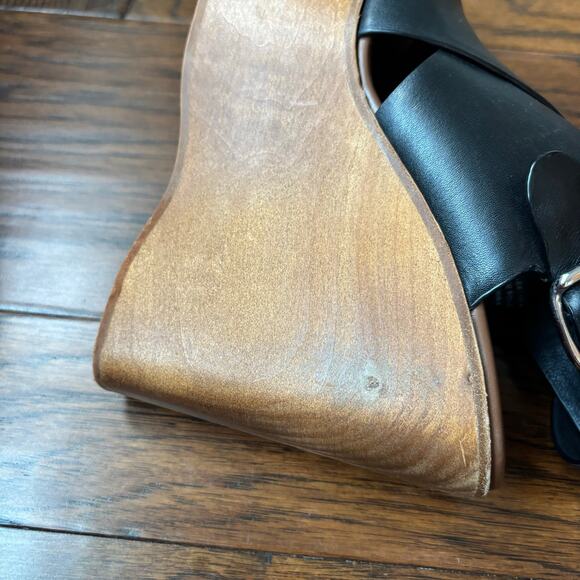 Jeffrey Campbell Fiddle Platform Wedge Heels Sz 6 Black Slingback - Picture 12 of 14